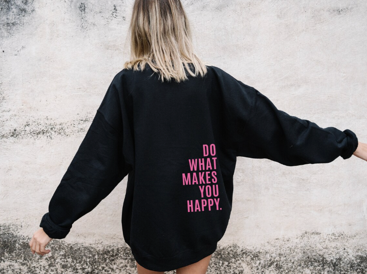 Olivia™ | Sweat à Capuche Confortable avec motif "FAIS CE QUI TE REND HEUREUX"