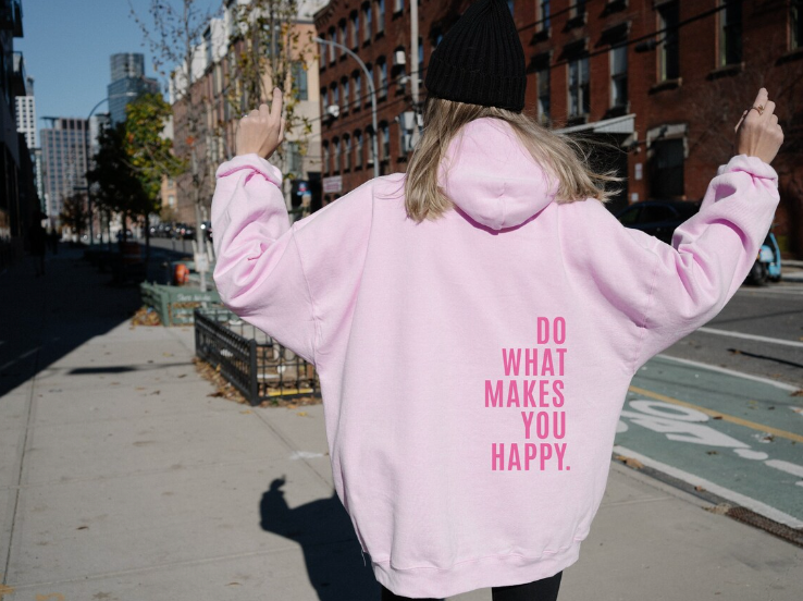Olivia™ | Sweat à Capuche Confortable avec motif "FAIS CE QUI TE REND HEUREUX"