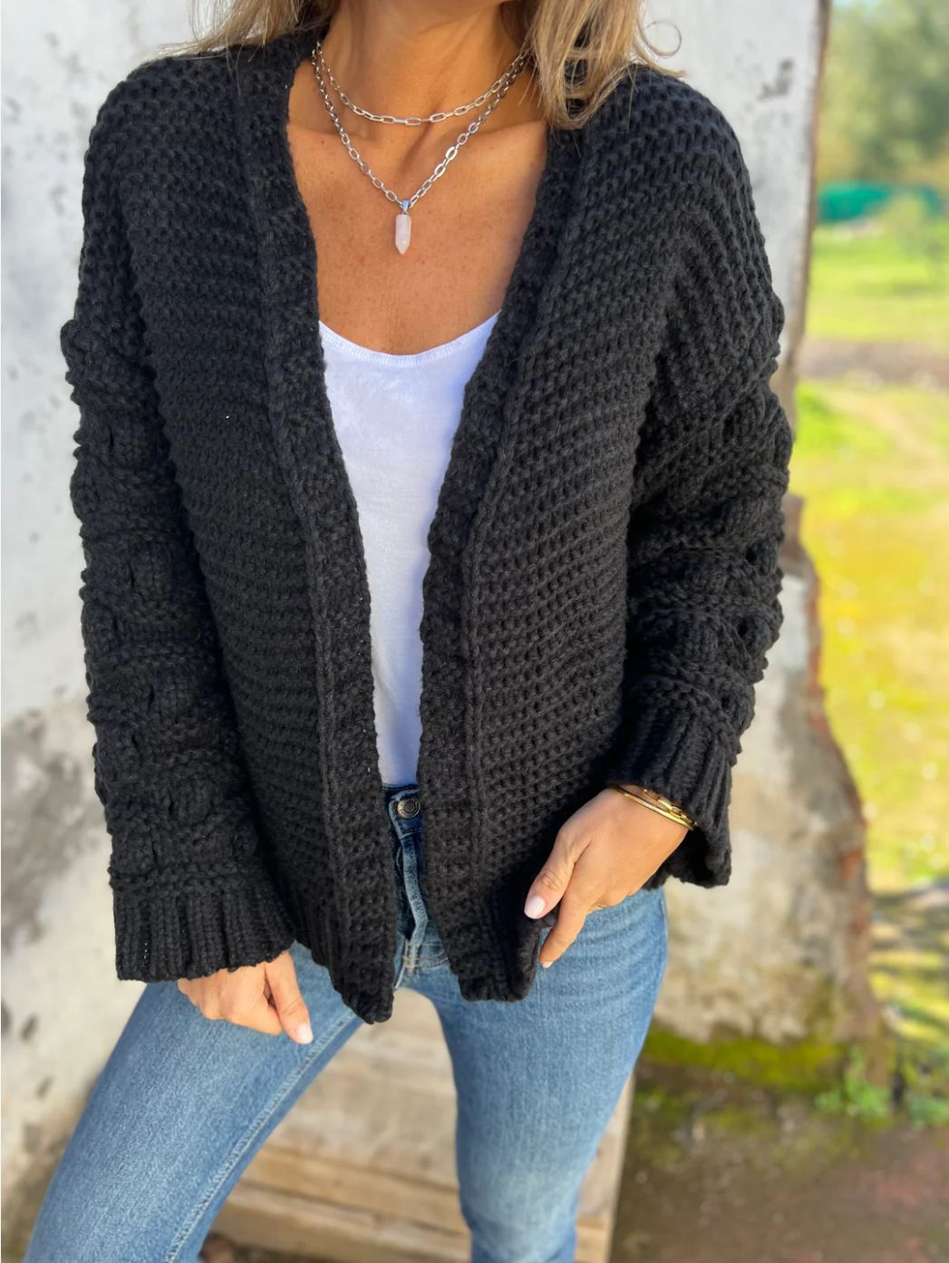 Chama™ | Cardigan en Laine Unicolore Élégant