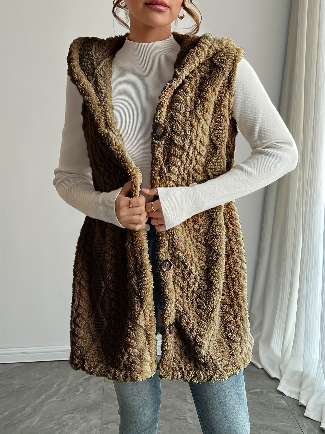 Laetitia™ | Gilet sans manches à capuche texturé