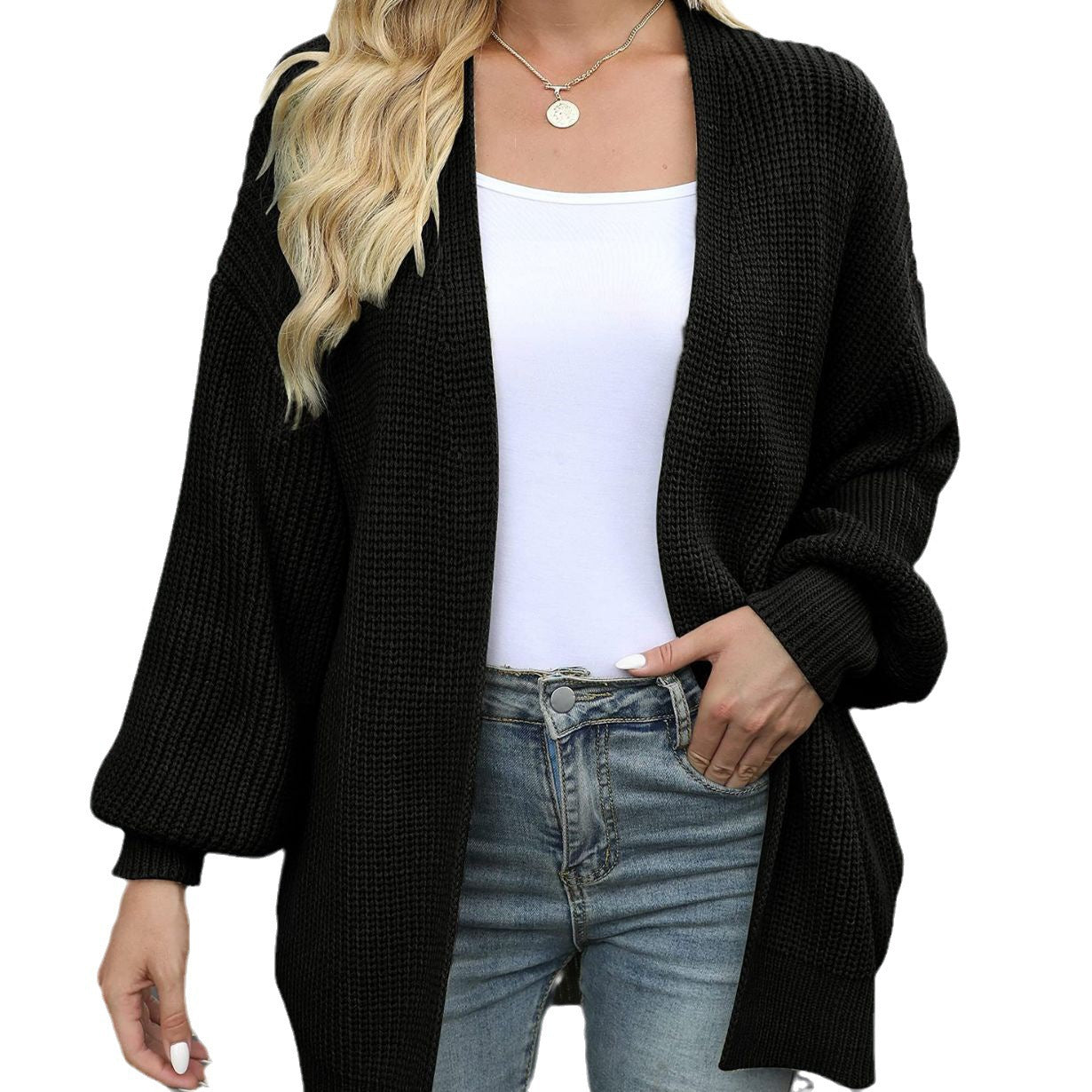 Katya™ | Cardigan oversize ouvert en grosse maille
