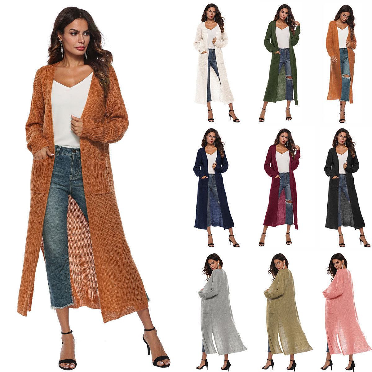 Giada™ | Cardigan long ouvert à poches