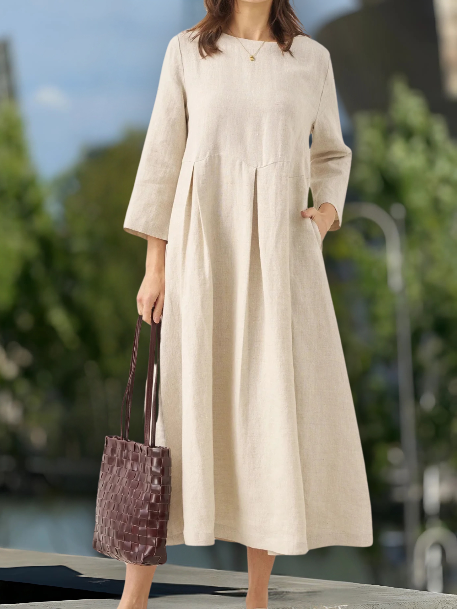 Julia™ | Robe Longue Élégante en Lin