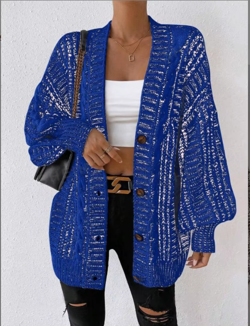 Hortense™ | Cardigan oversize boutonné torsadé