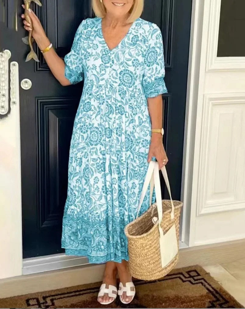 Pamela™ | Robe Élégante à Fleurs en V