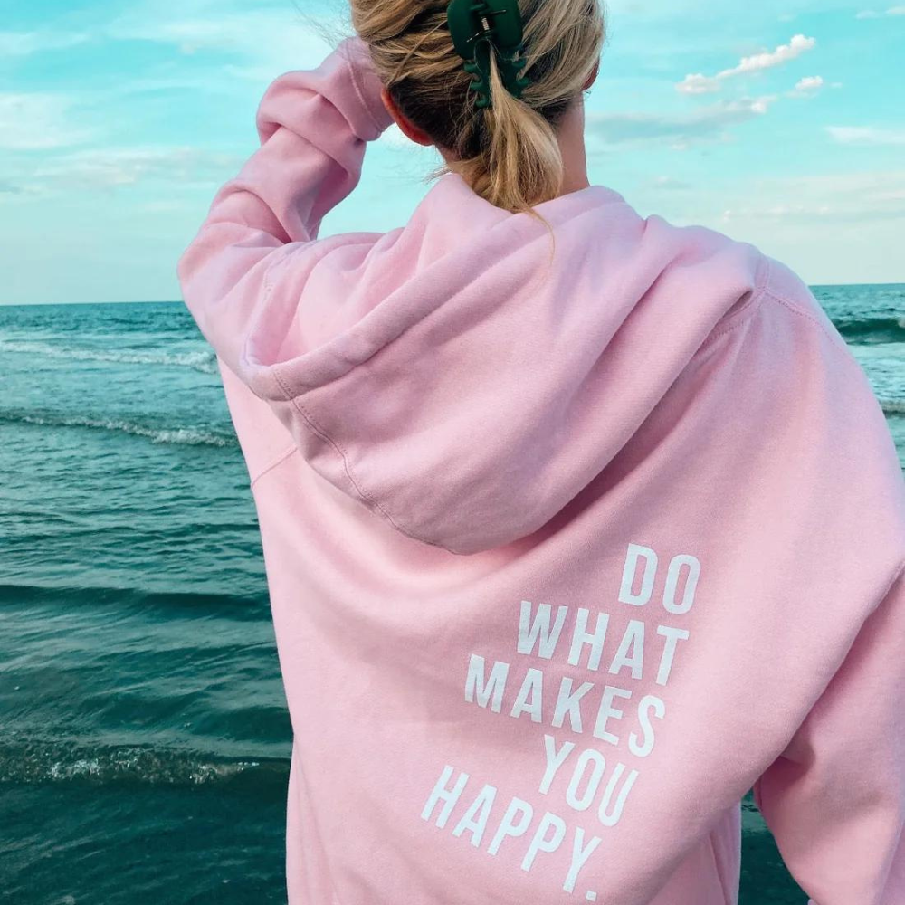 Olivia™ | Sweat à Capuche Confortable avec motif "FAIS CE QUI TE REND HEUREUX"
