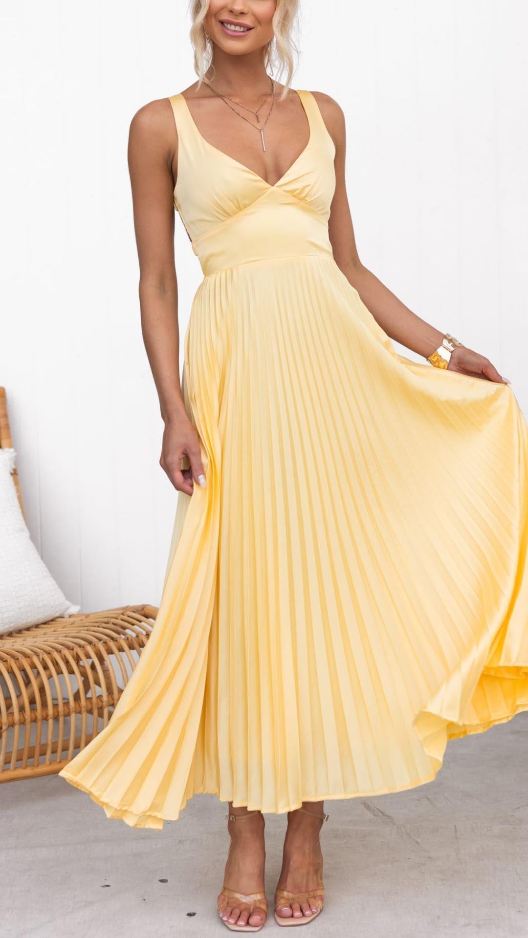 Aby™ | Robe Maxi Plissée Élégante