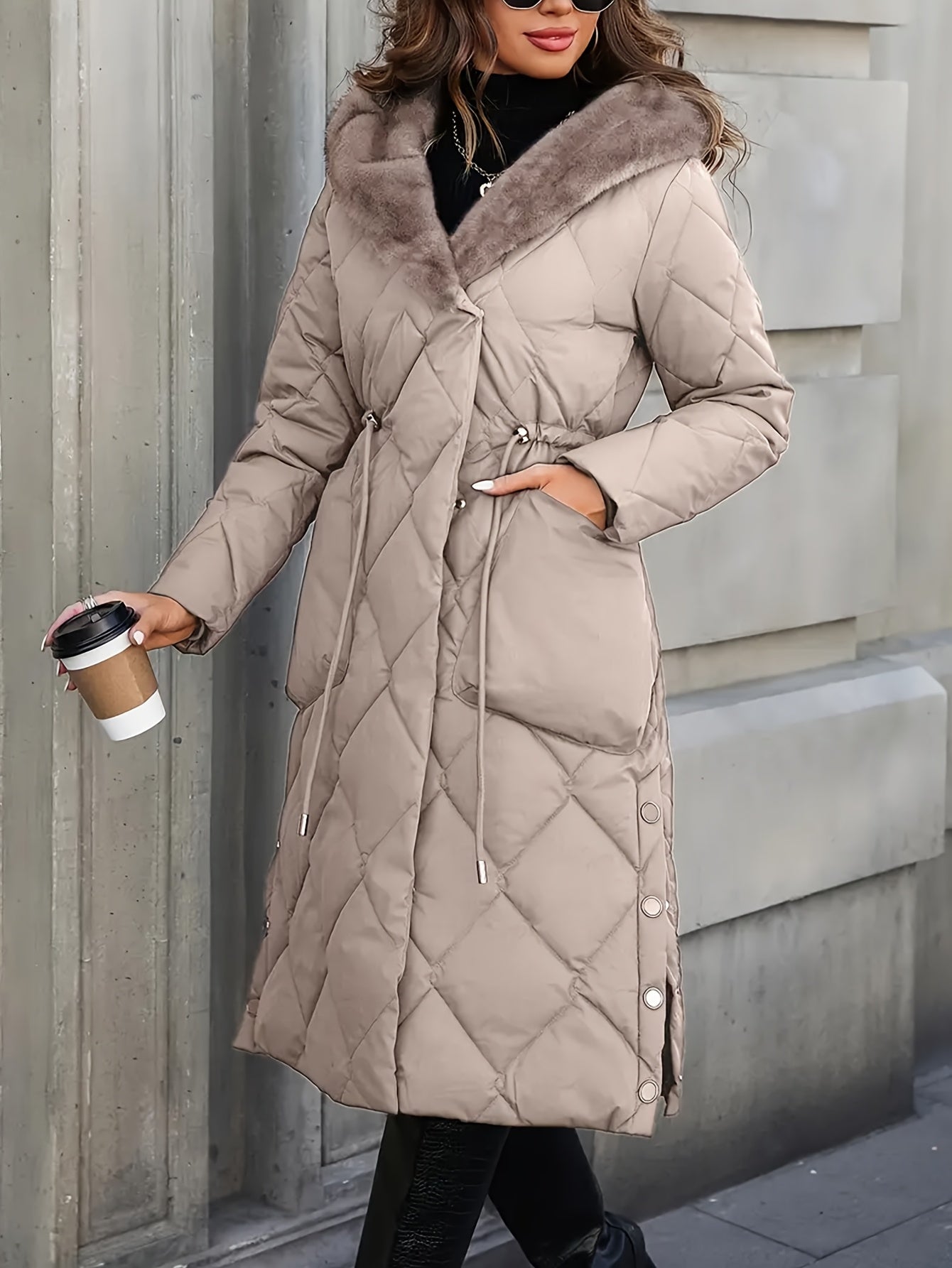 Axelle™ | Veste Puffer Longue Matelassée en Fausse Fourrure