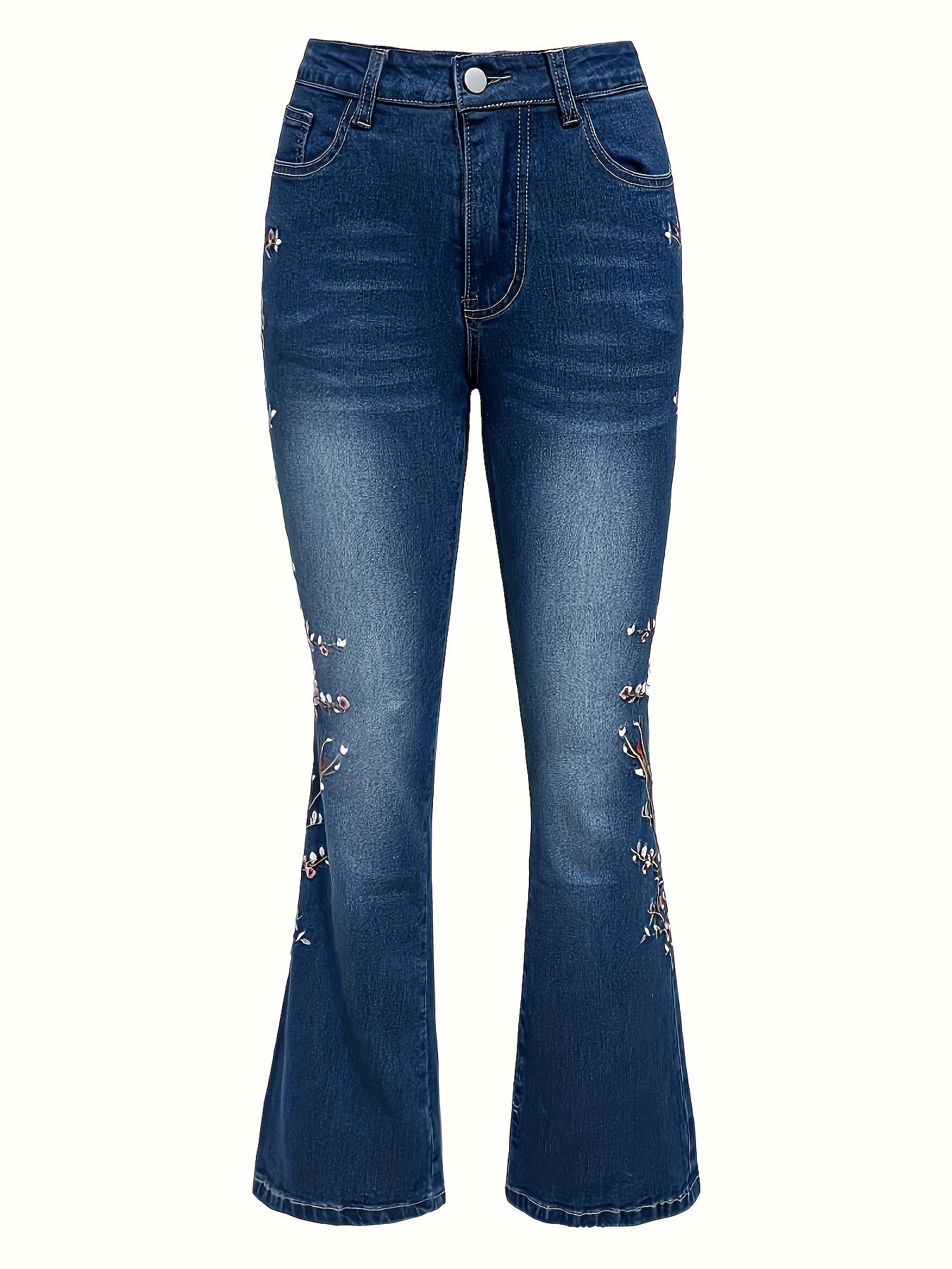 Lenora™ | Jean Vintage Élégant avec Broderie Florale