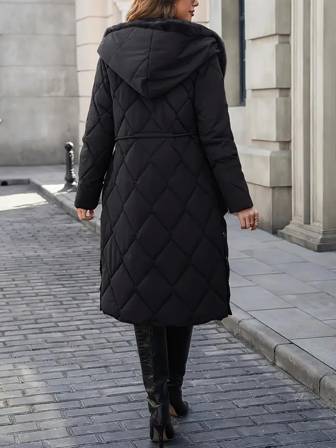 Axelle™ | Veste Puffer Longue Matelassée en Fausse Fourrure