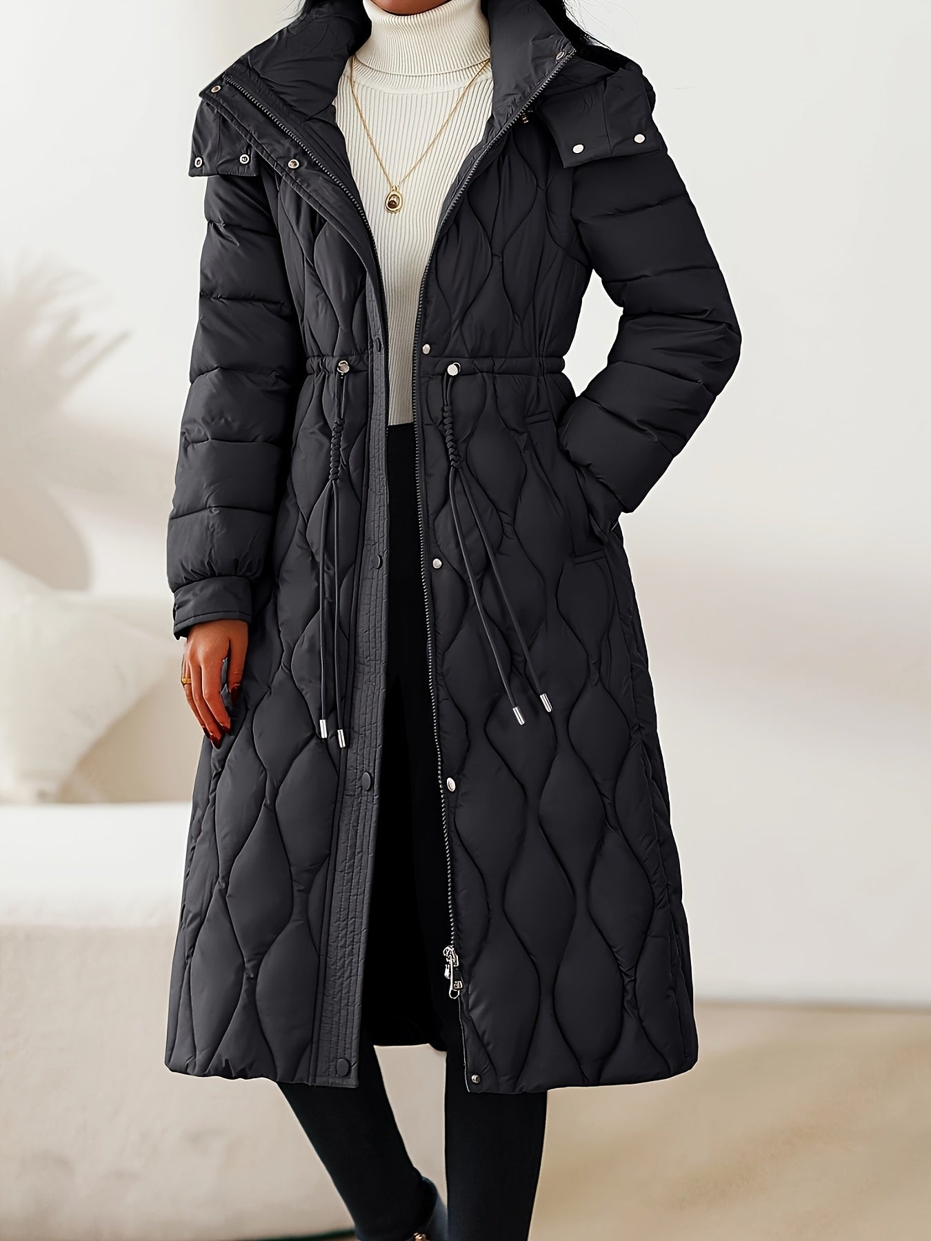 Lila™ | Manteau doudoune long matelassé ceinturé