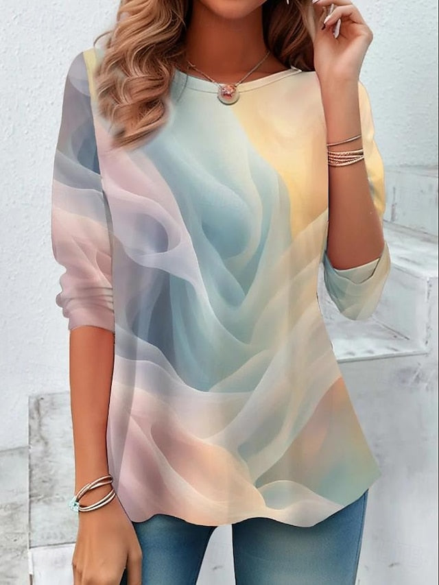 Niban™ | T-shirt Élégant à Manches Longues avec Imprimé Floral