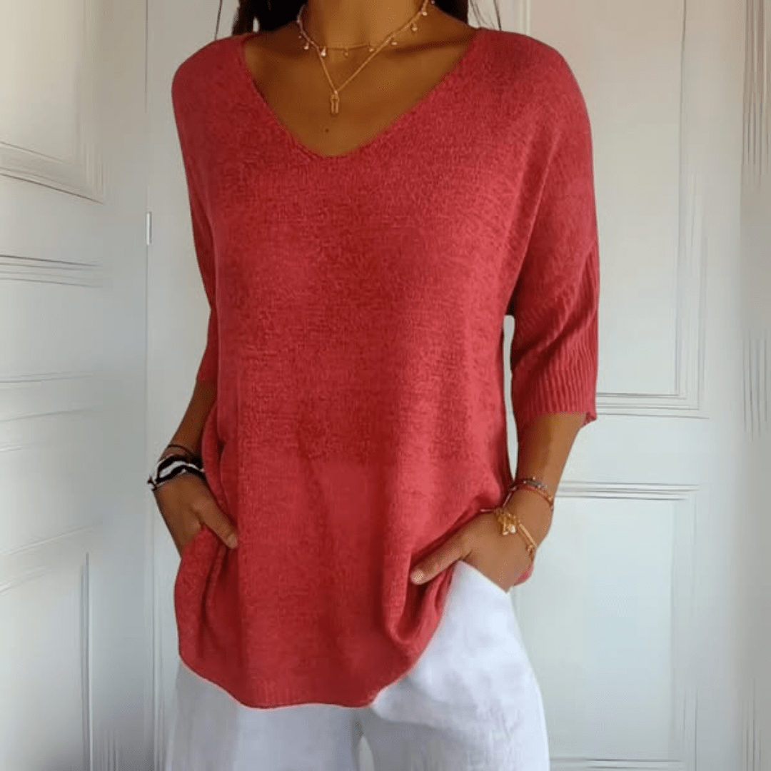 Nea™ | Top V-hals Élégante en Coton