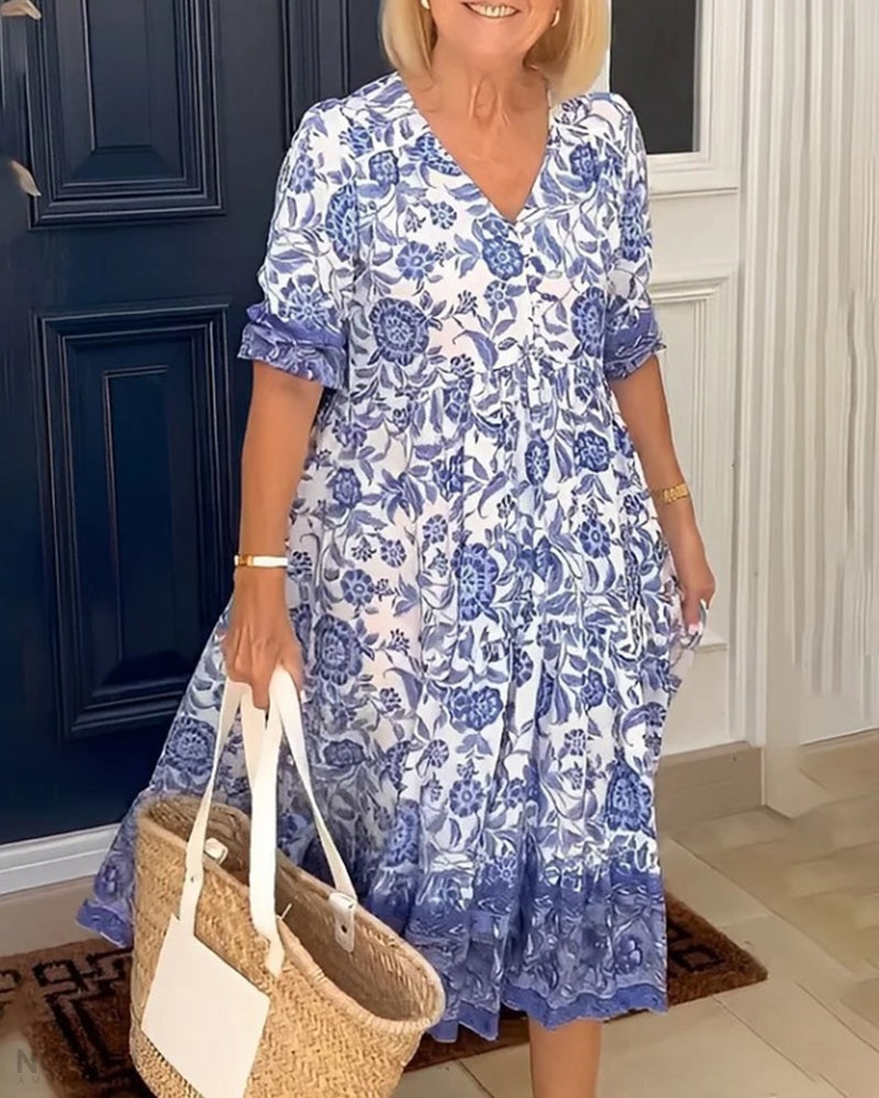 Pamela™ | Robe Élégante à Fleurs en V