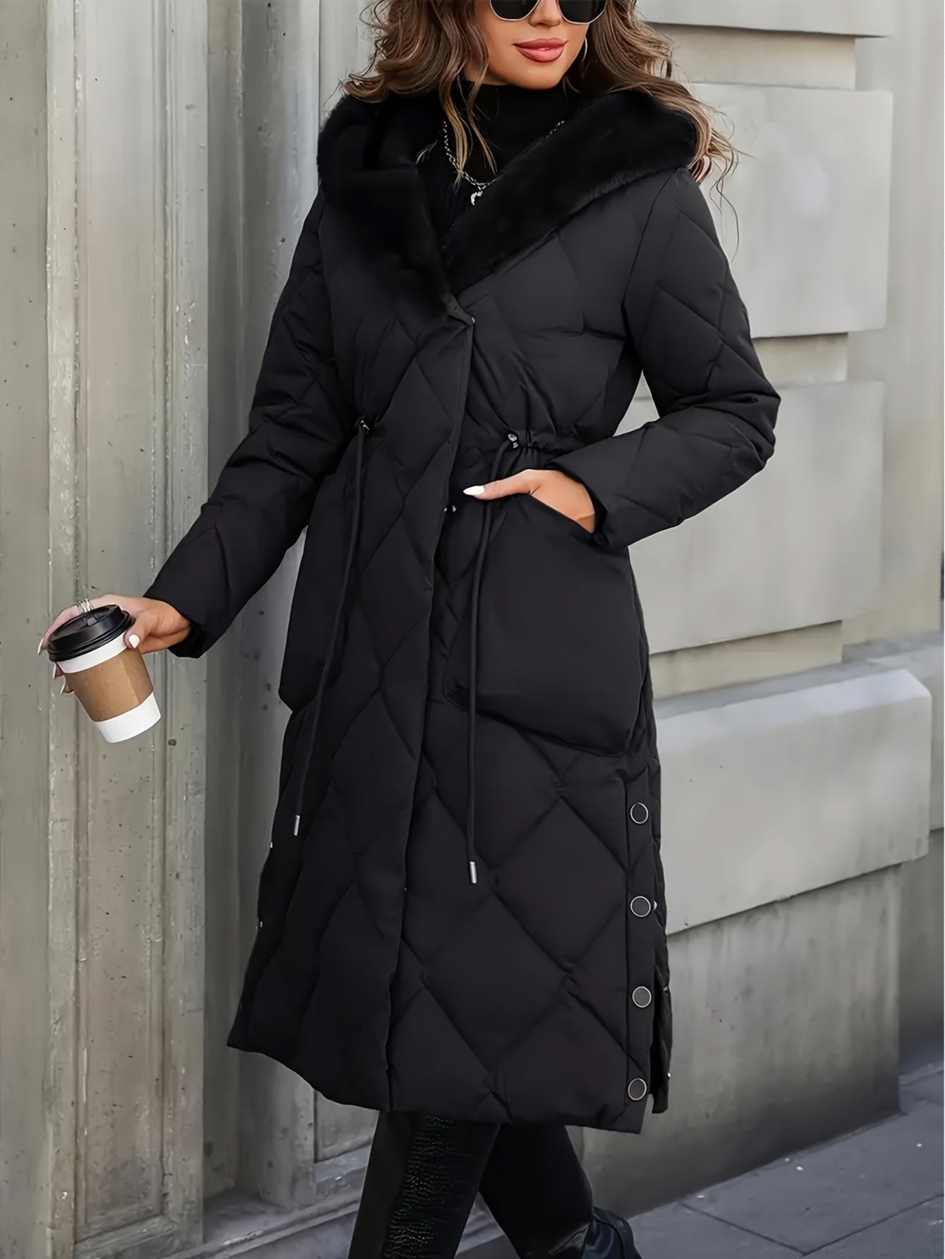 Axelle™ | Veste Puffer Longue Matelassée en Fausse Fourrure