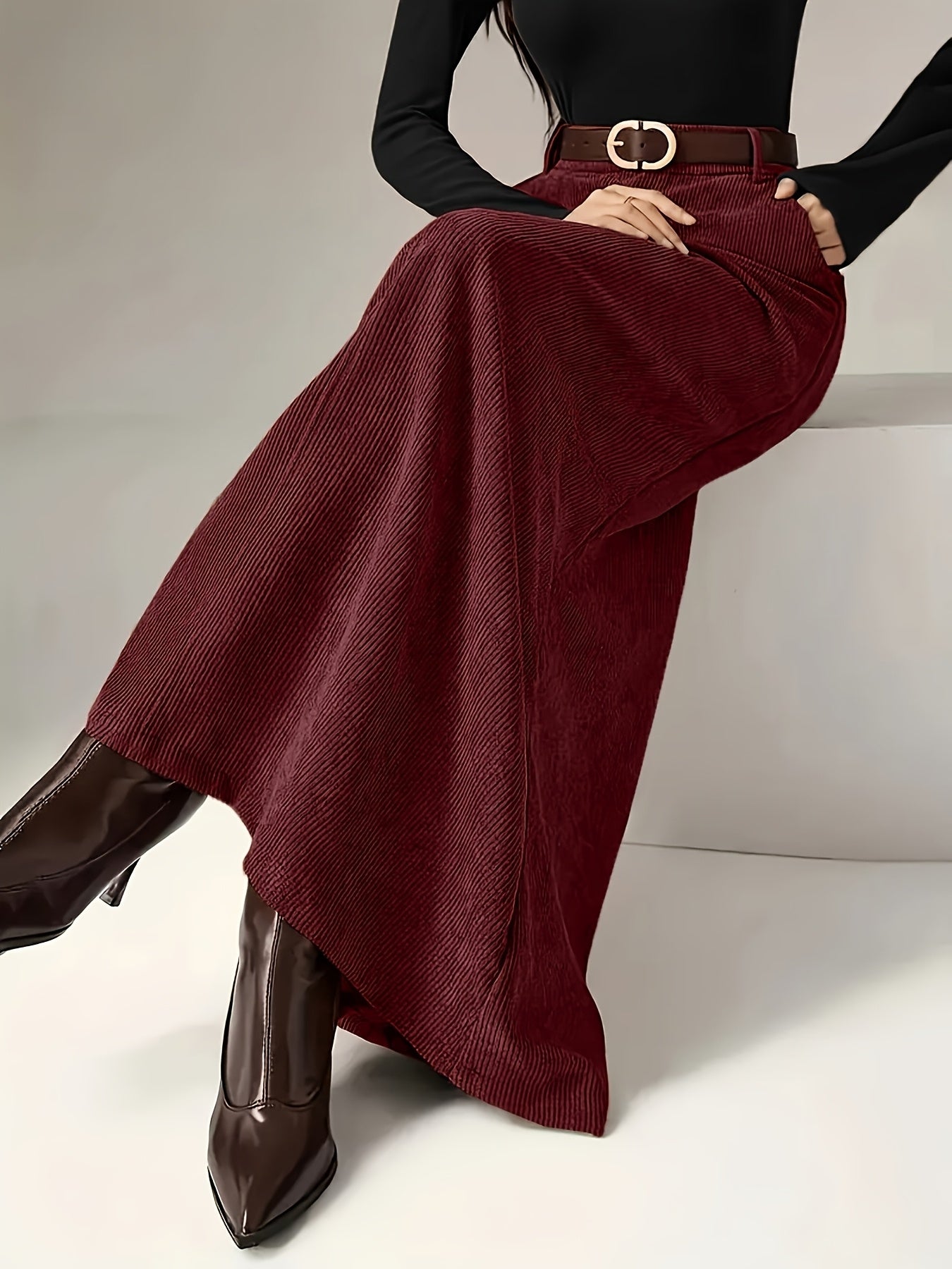 Silvia™ | Jupe Vintage Élégante en Velours Côtelé