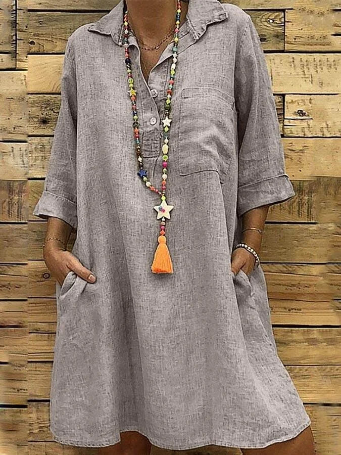 Anali™ | Robe Décontractée Coton et lin