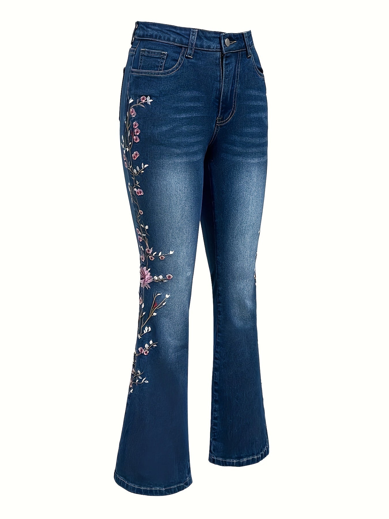 Lenora™ | Jean Vintage Élégant avec Broderie Florale