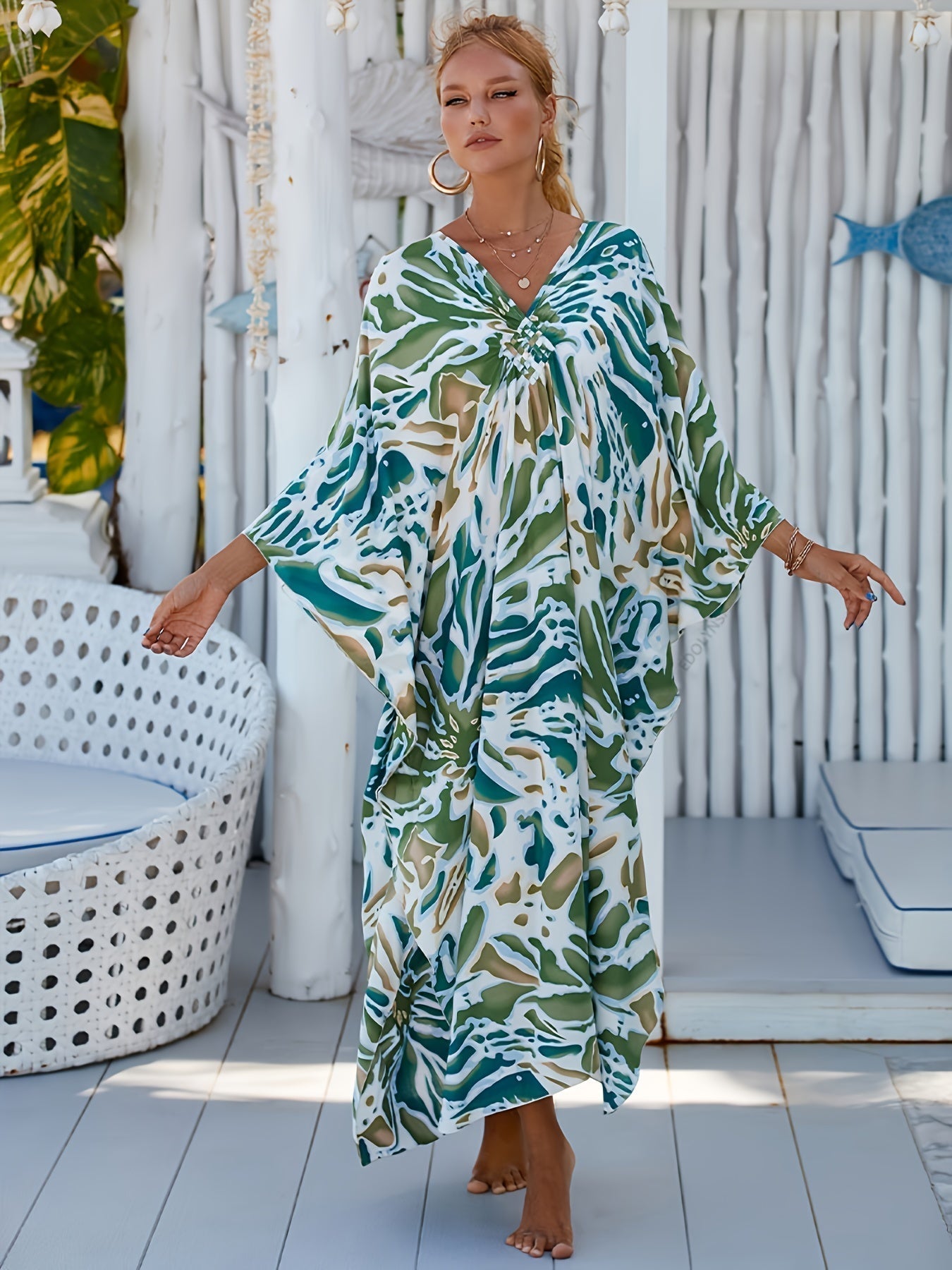 Daria™ | Robe Tropicale Élégante en Coton et Bambou