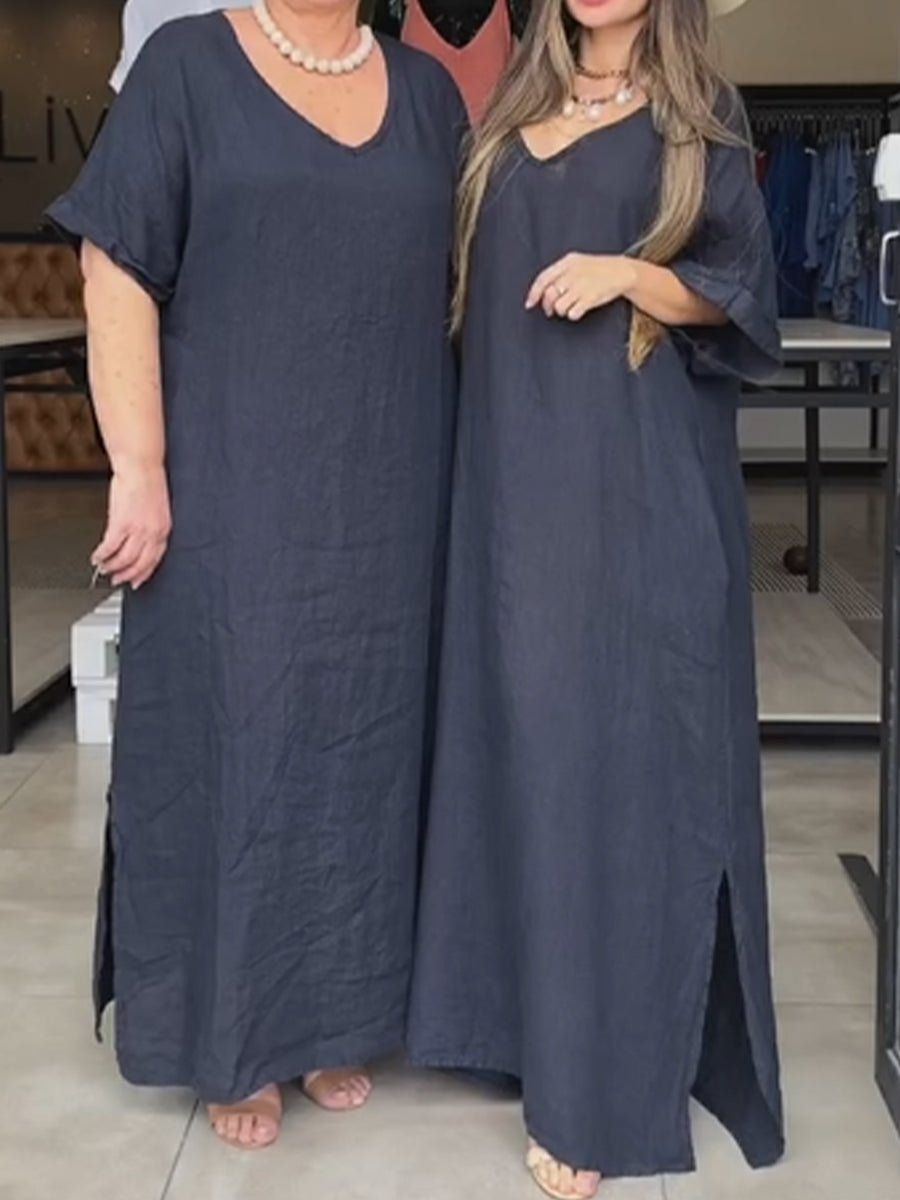 Ozine™ | Robe Élégante en Coton et Lin avec Poches