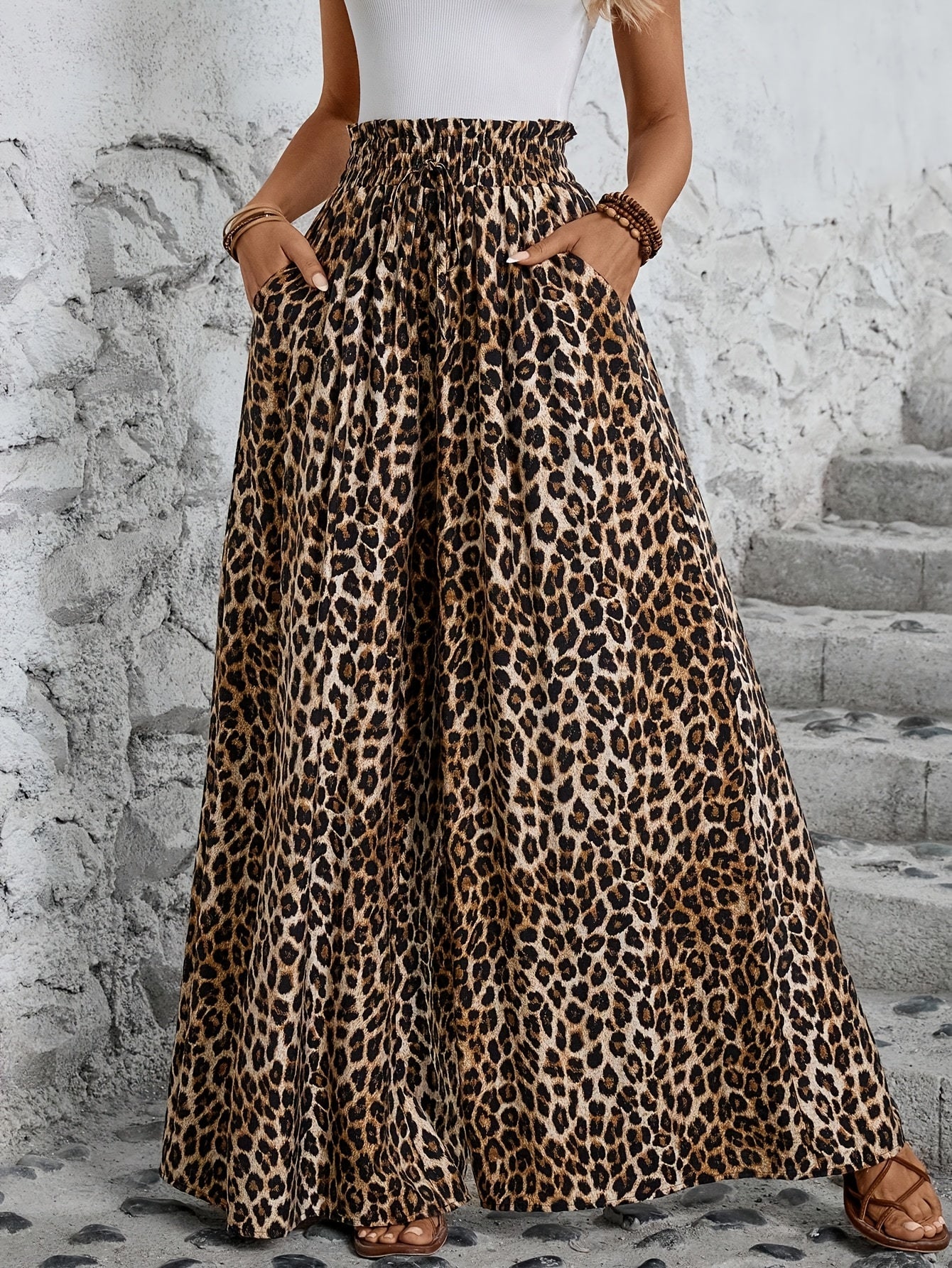 Naya™ | Pantalon Léger Léopard Élégant
