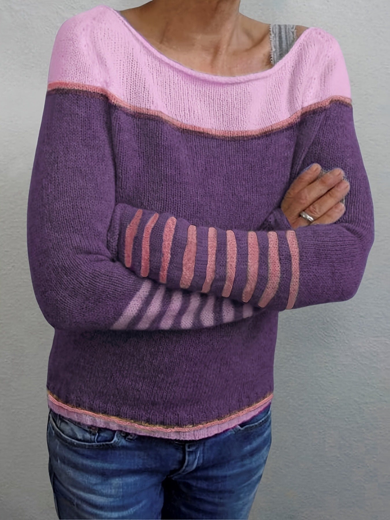 Leila™ | Pull Décontracté à Rayures et Blocs de Couleur