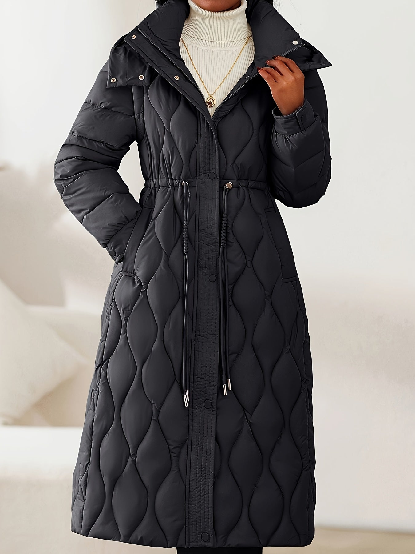 Lila™ | Manteau doudoune long matelassé ceinturé