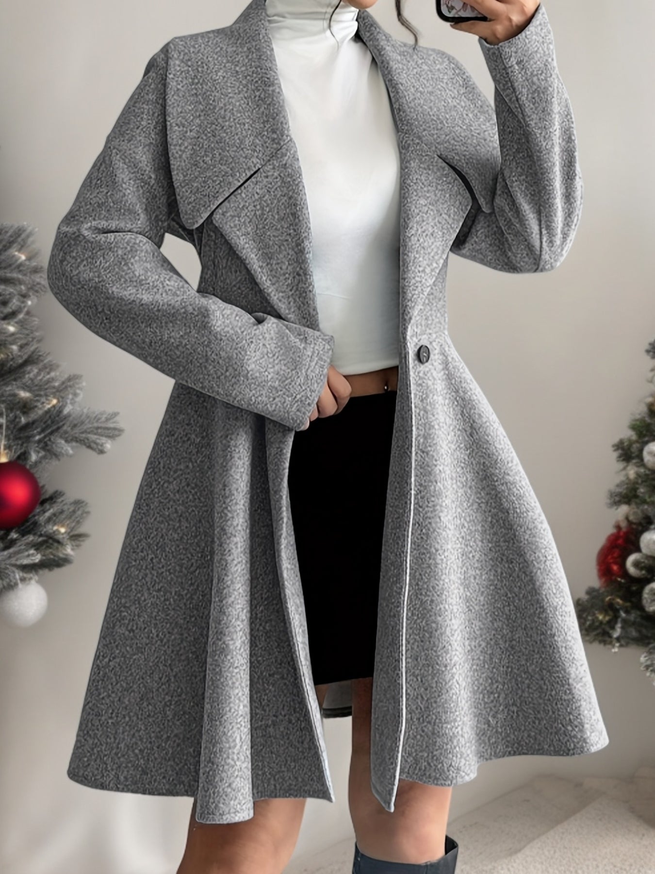 Talia™ | Manteau robe évasé à col cascade