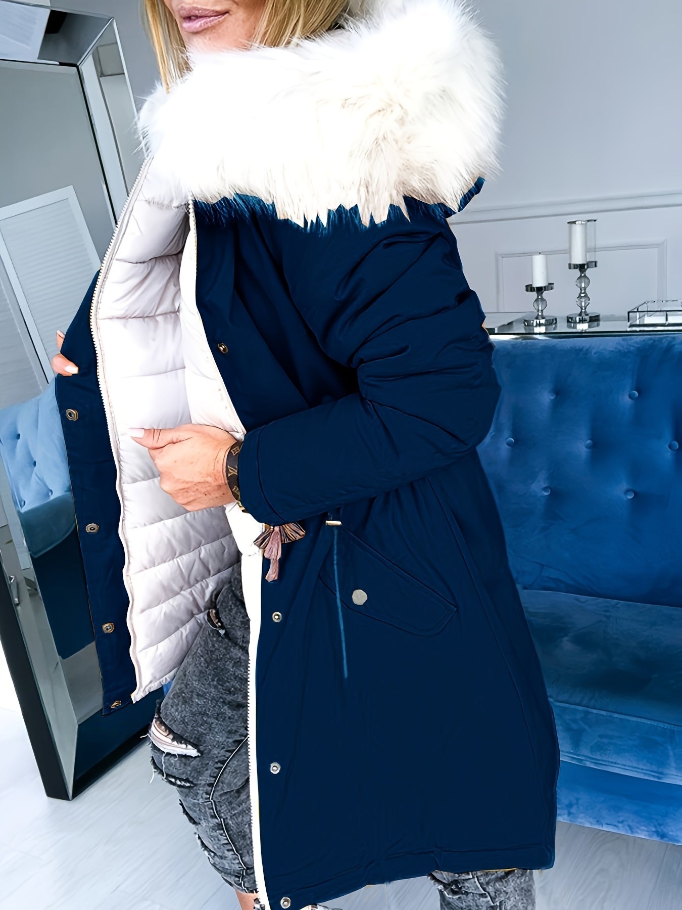 Olivia™ | Manteau parka réversible capuche fausse fourrure