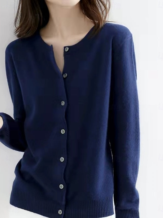 Raya™ | Cardigan Élégant en Laine à Col Ras du Cou