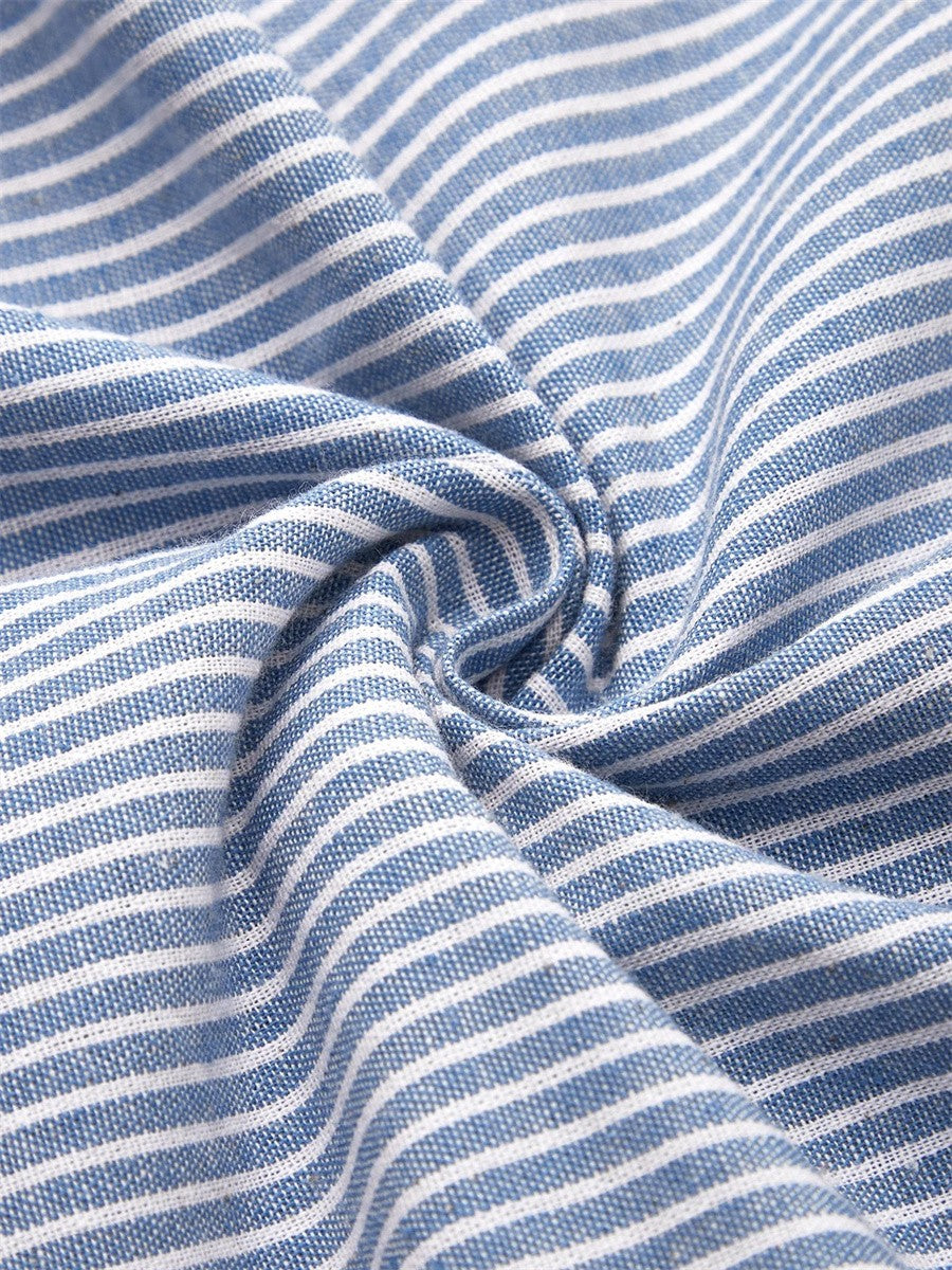 Lemoine™ | Robe Midi Élégante en Coton Rayé