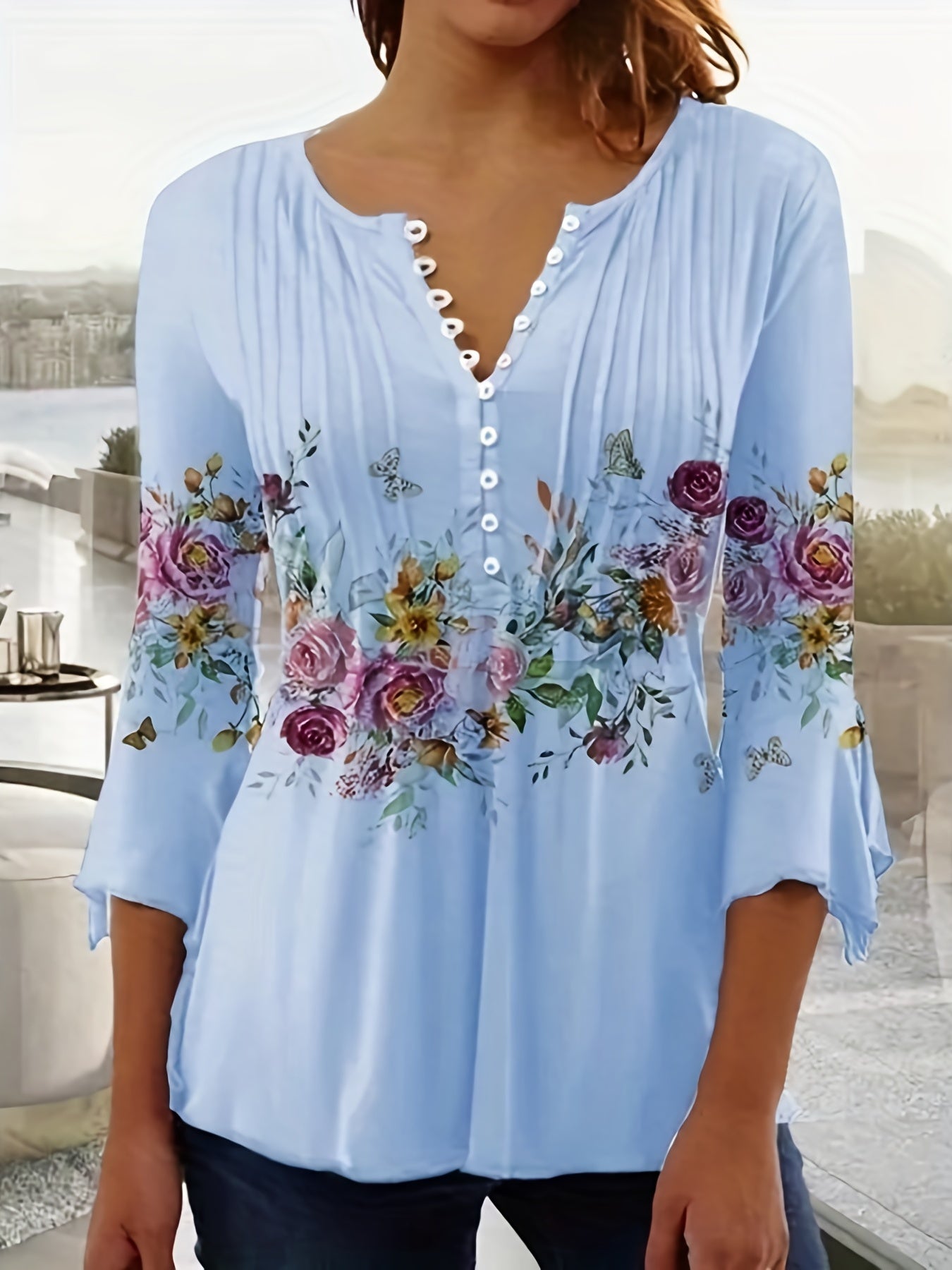 Chloe™ | Blouse Florale Chic à Col V
