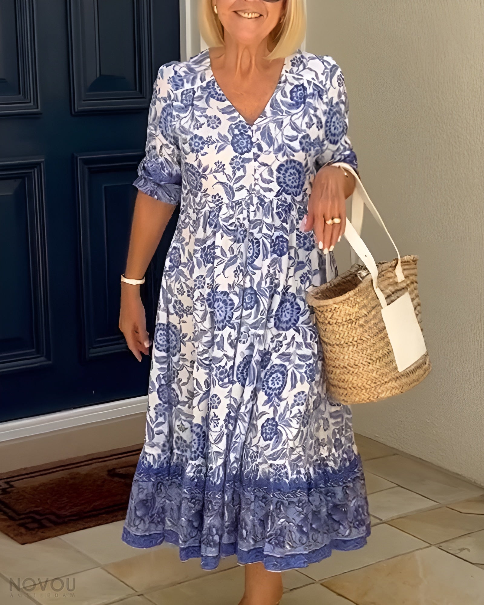 Pamela™ | Robe Élégante à Fleurs en V