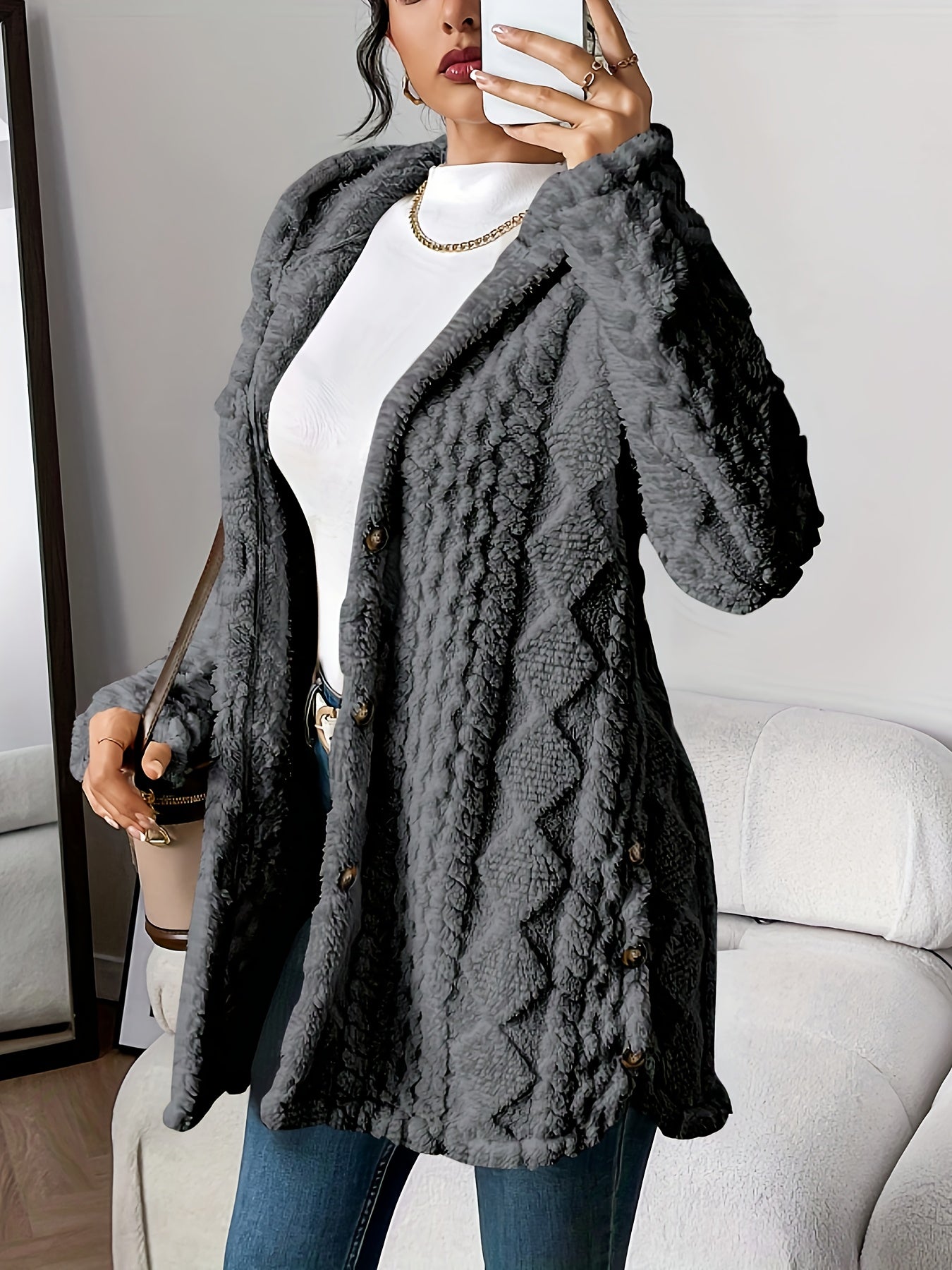Fleur™ | Cardigan Doublé en Peluche, Élégance Confortable