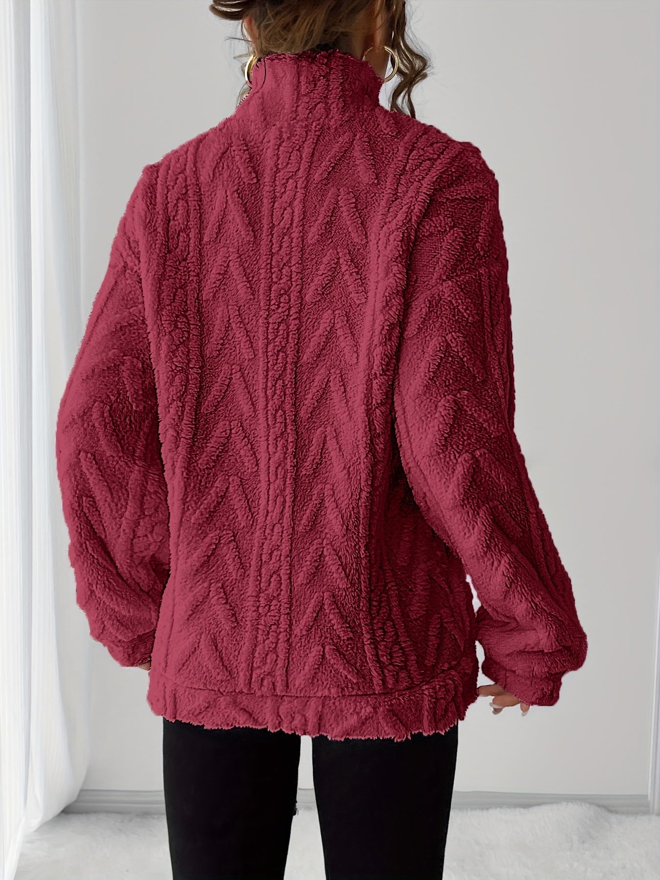 Charline™ | Sweat sherpa demi-zip col montant