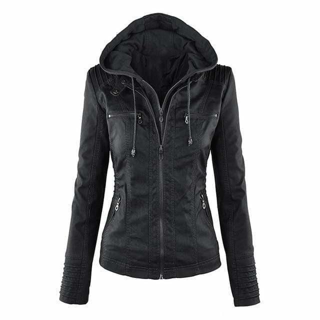 Bea™ | Veste À Capuche Élégante en Similicuir