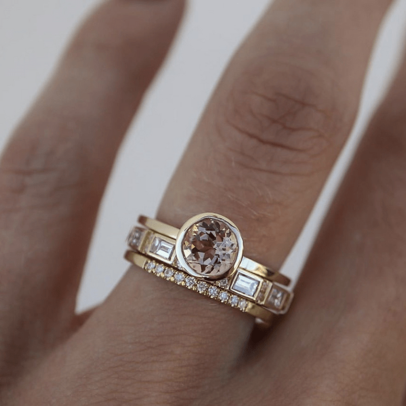 Clara™ | Bague en Cristal Doré Élégante