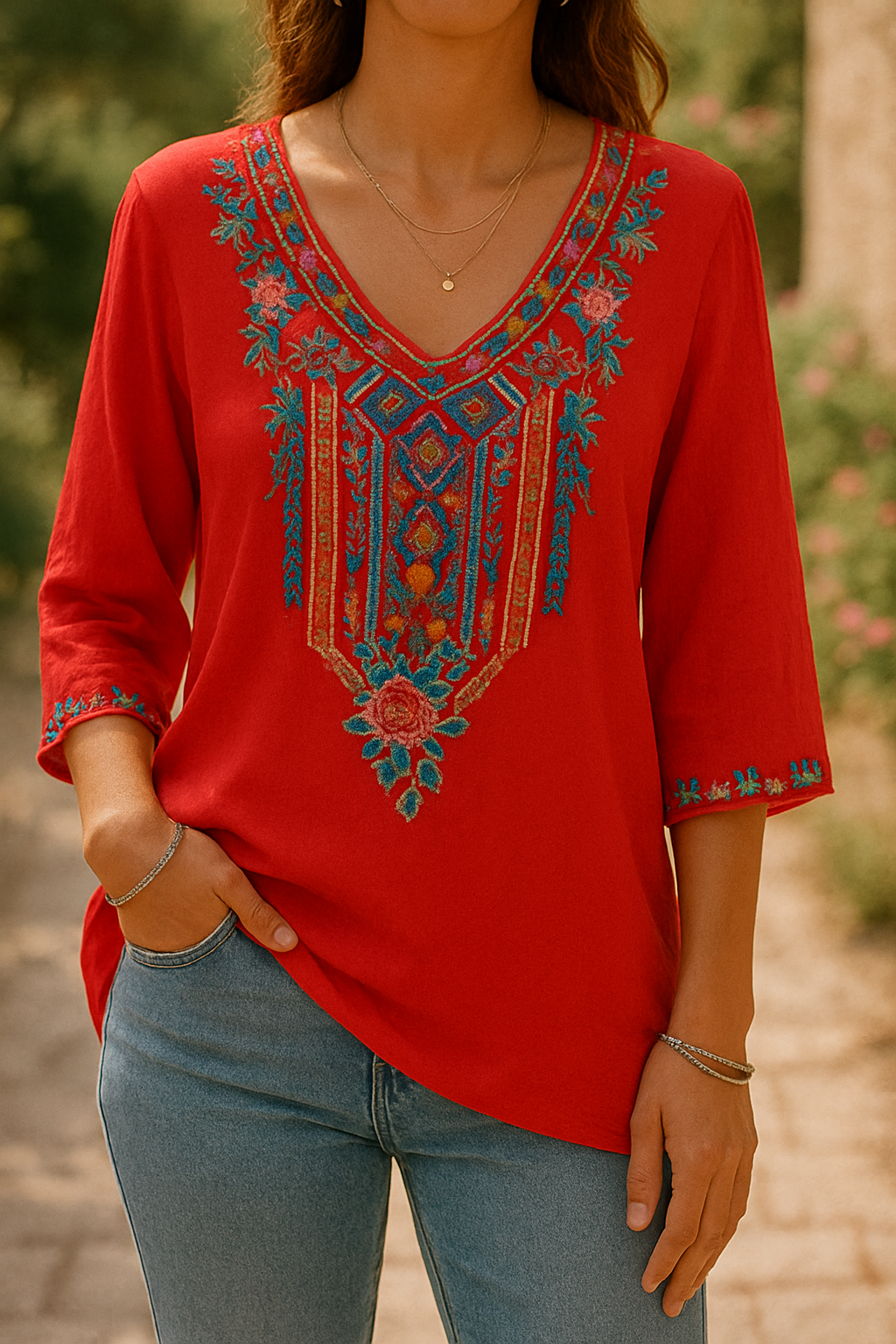 Nansi™ | Blouse Bohème Brodée En Coton
