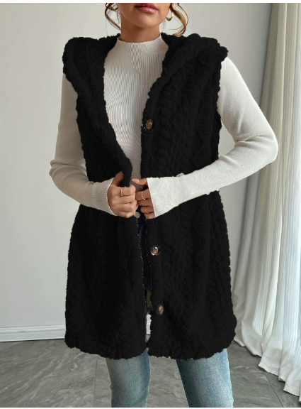 Laetitia™ | Gilet sans manches à capuche texturé