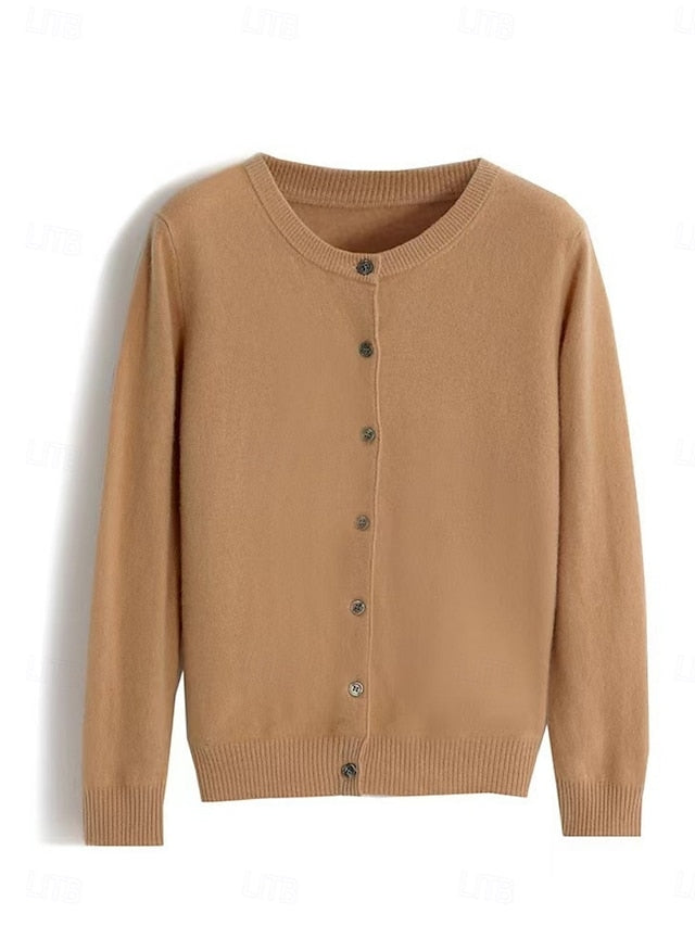 Raya™ | Cardigan Élégant en Laine à Col Ras du Cou