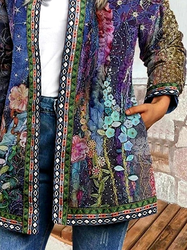 Livia™ | Veste Vintage Décontractée Imprimée Fleuri