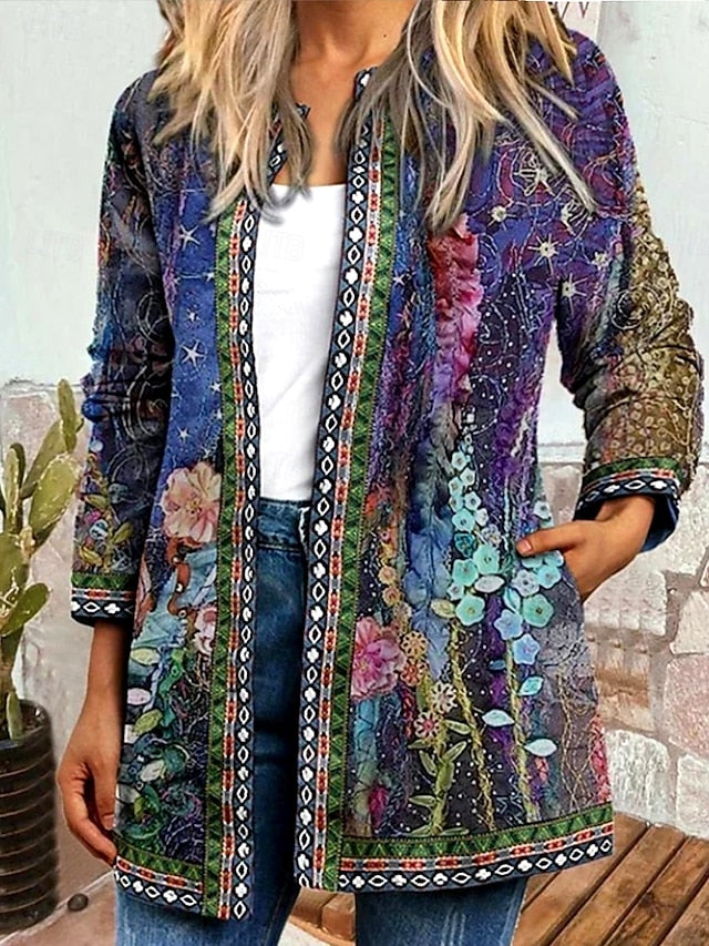 Livia™ | Veste Vintage Décontractée Imprimée Fleuri