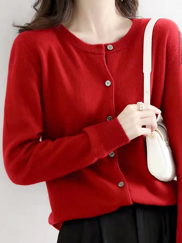 Raya™ | Cardigan Élégant en Laine à Col Ras du Cou