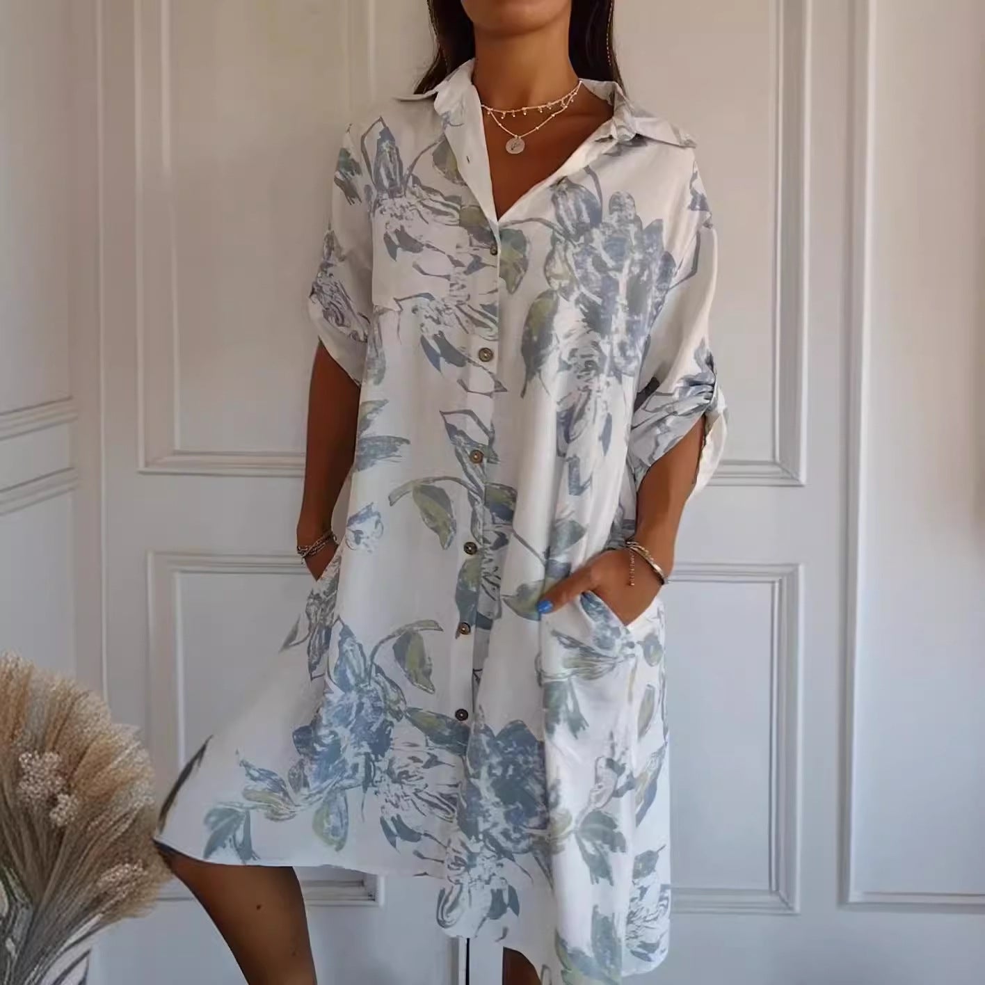 Jana™ | Robe Élégante en Coton et Lin