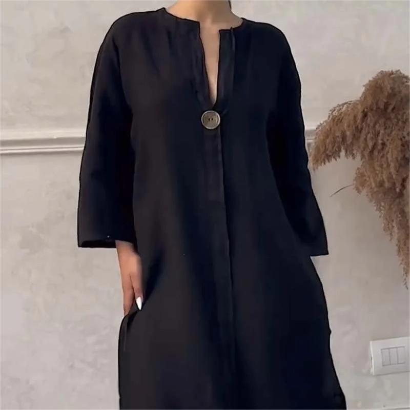 Cate™ | Robe Décontractée en Coton et Lin