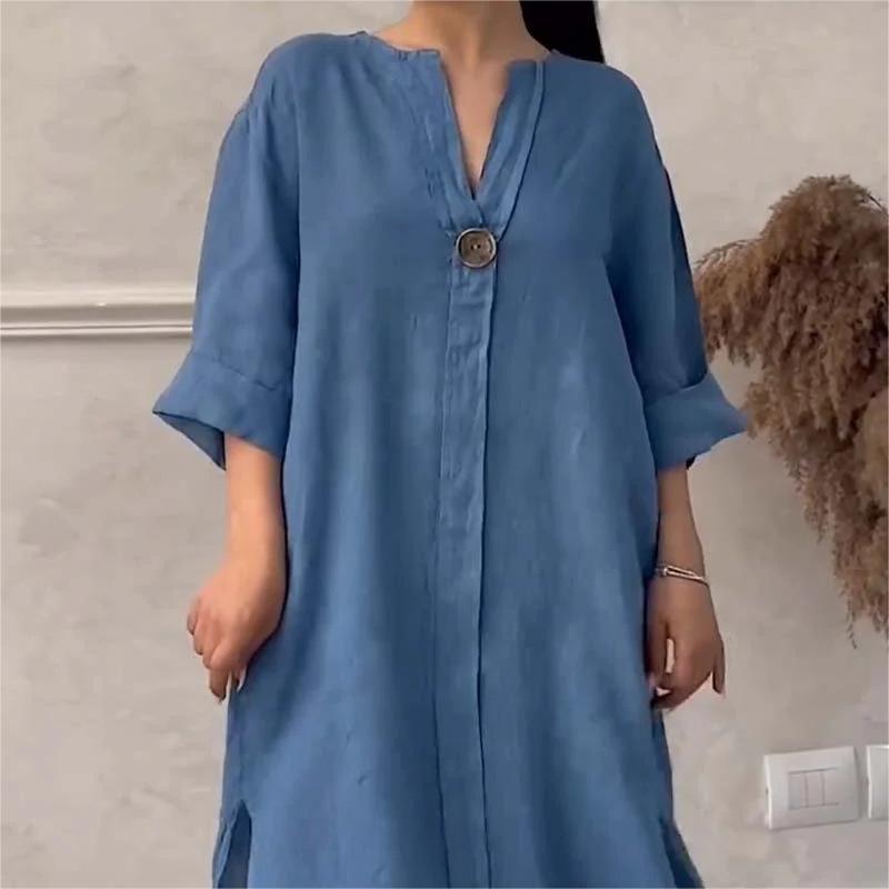 Cate™ | Robe Décontractée en Coton et Lin