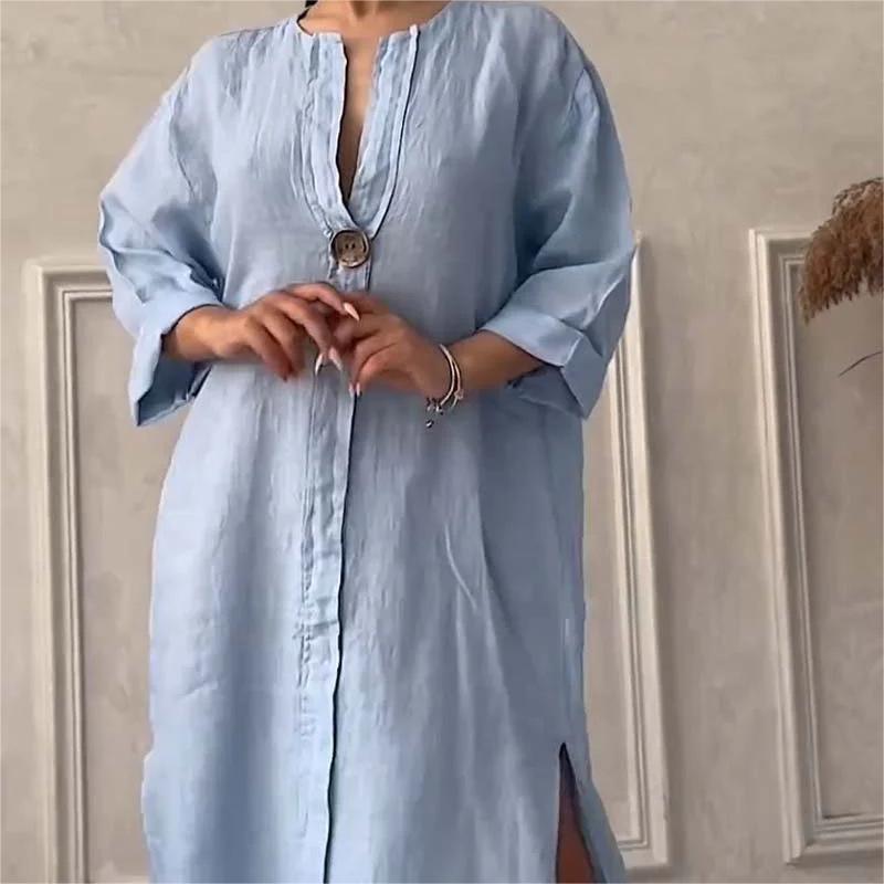Cate™ | Robe Décontractée en Coton et Lin