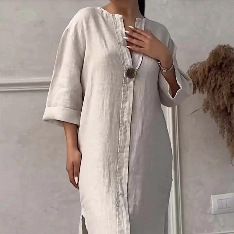 Cate™ | Robe Décontractée en Coton et Lin