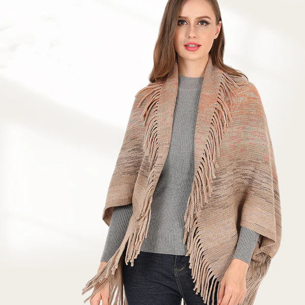 Mary™ | Châle Tricoté à Franges