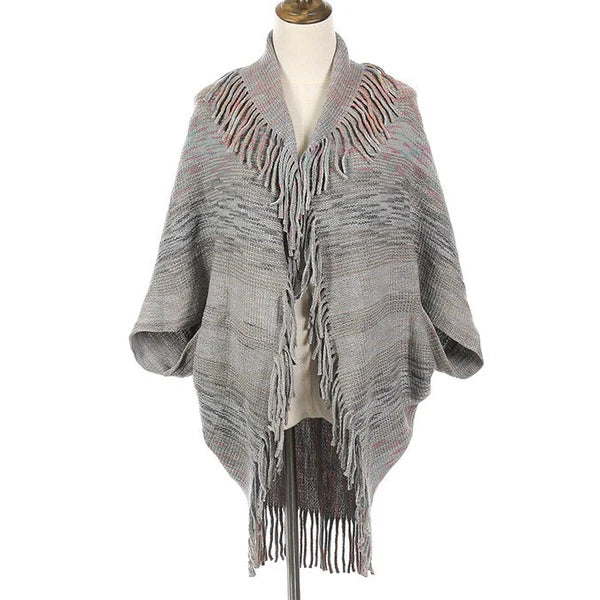 Mary™ | Châle Tricoté à Franges